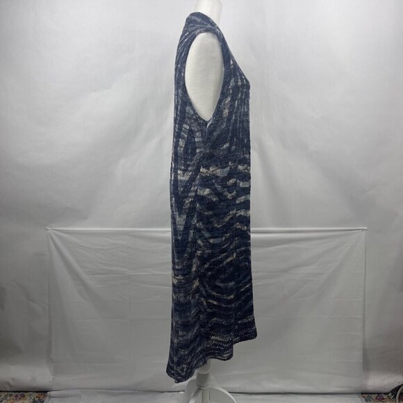 Chicos Blue Knitted Waterfall Duster Vest Size 2 Sleeveless Open Front - Picture 10 of 12